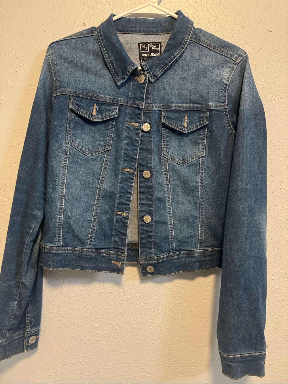 Wax Jean Medium Blue Denim Jacket with Button Front